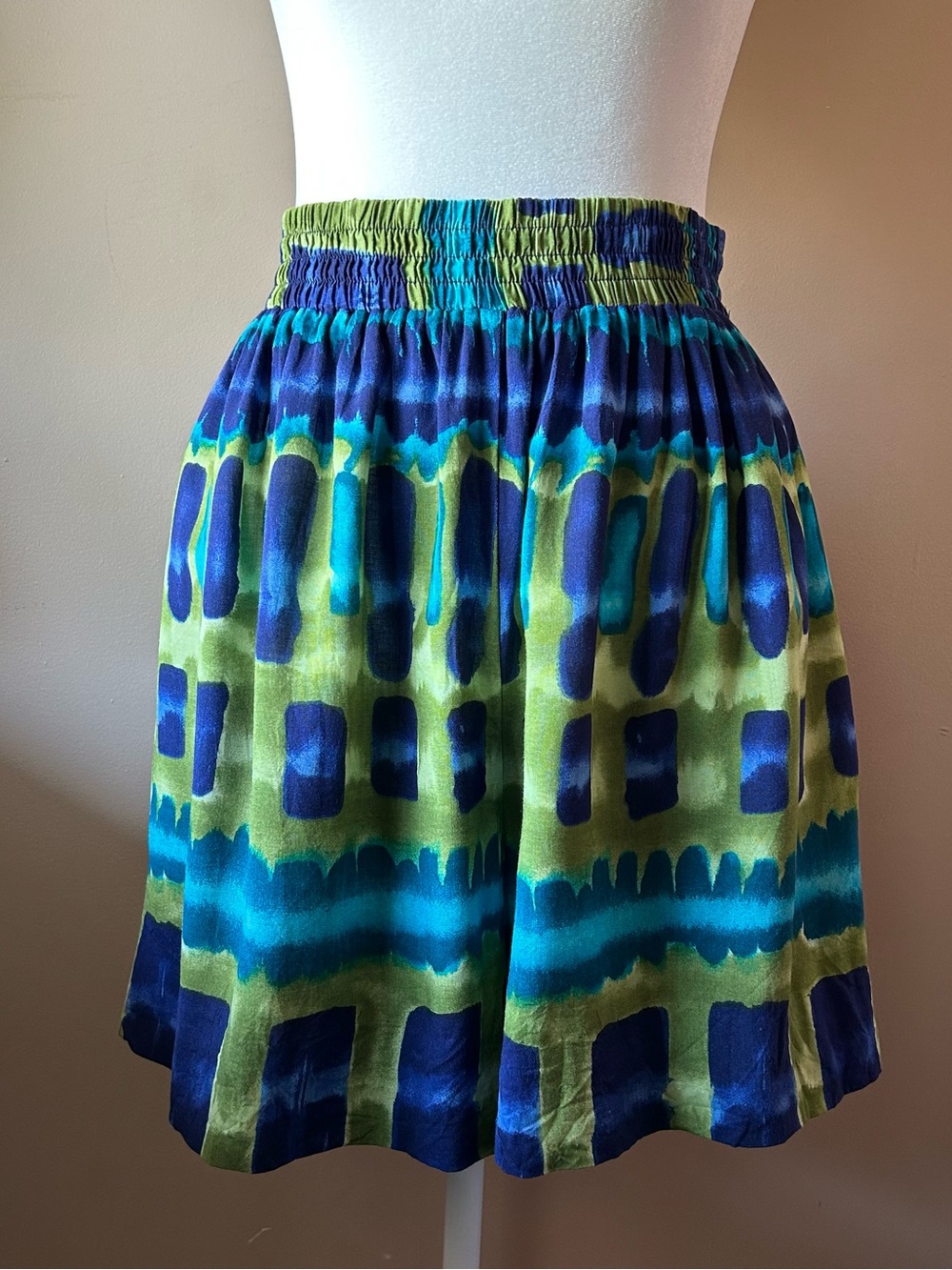 Vintage Cascais Of California Blue & Green Tie-Dye Patterned Shorts - Size S